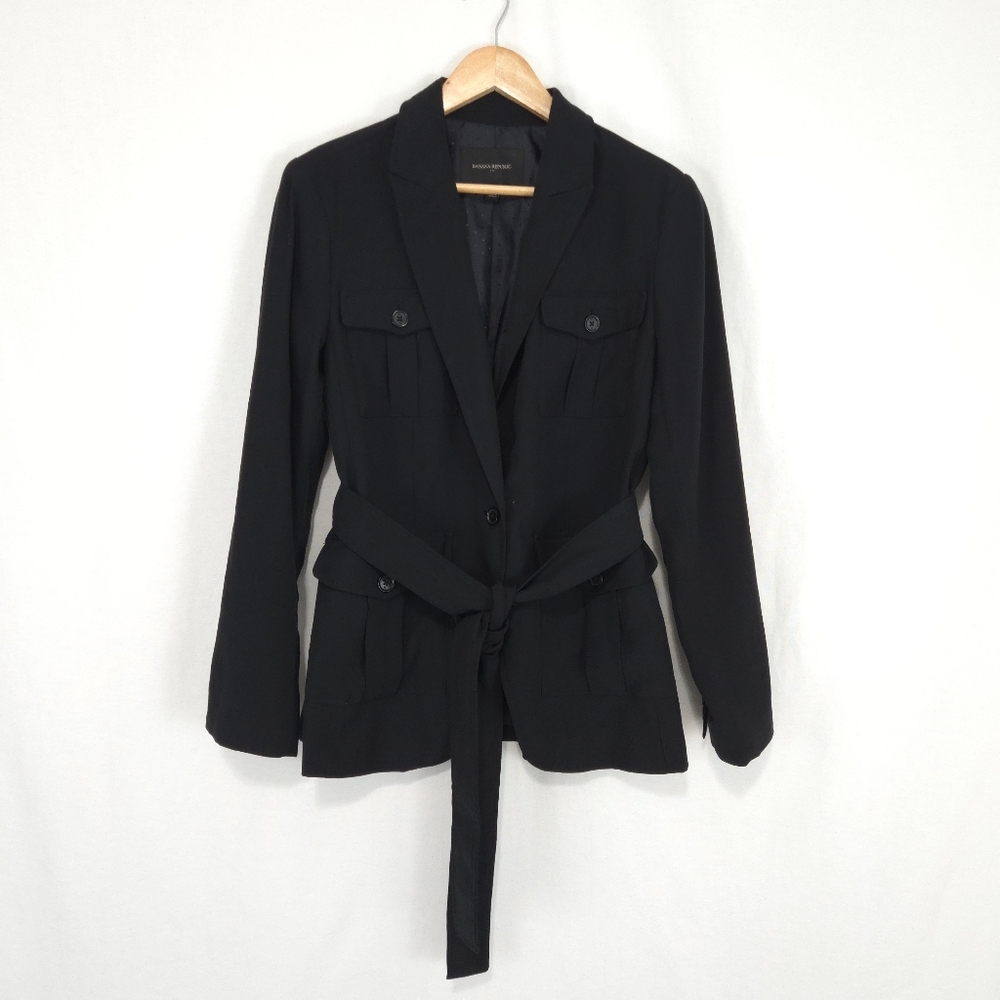 Banana Republic Women's Black Drapey Twill Safari Blazer